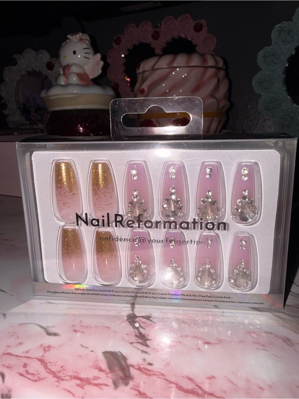 Nail Reformation Pink & Gold Press-On Nail Set with Rhinestones - Picture 8 of 8